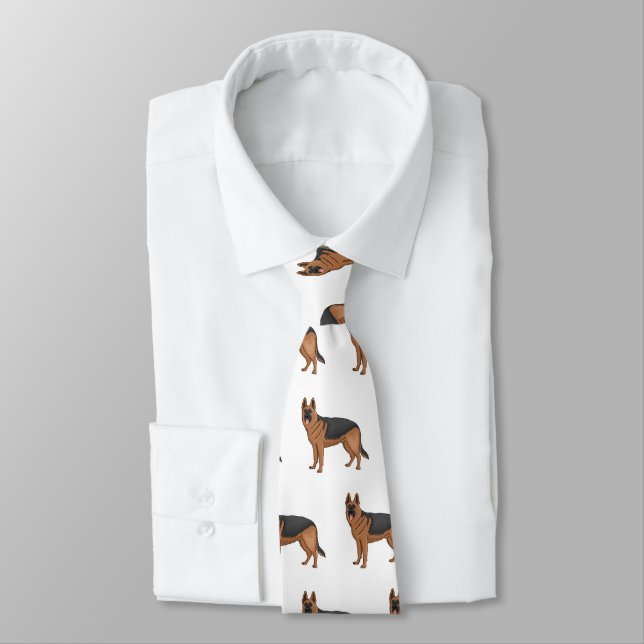 German shepherd dog cartoon illustration  tie (Tied)