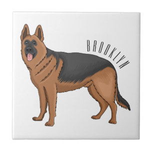 German shepherd dog cartoon illustration tile