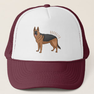 German shepherd dog cartoon illustration trucker hat