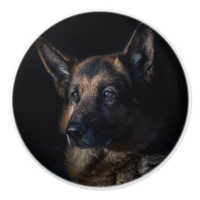 German shepherd dog ceramic knob (Front)