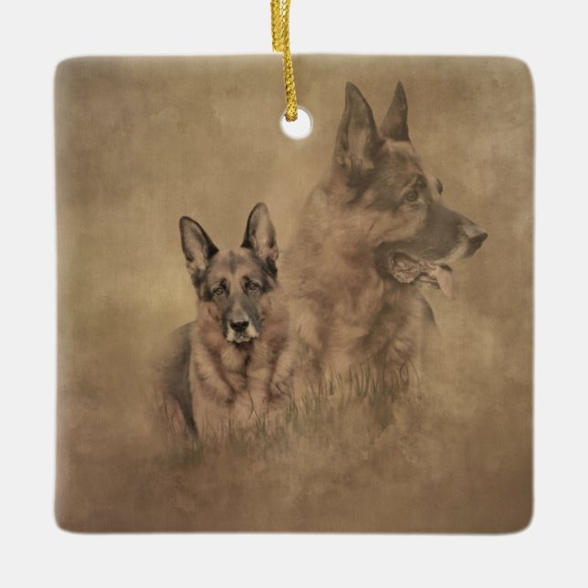German Shepherd Dog Ceramic Ornament (Front)