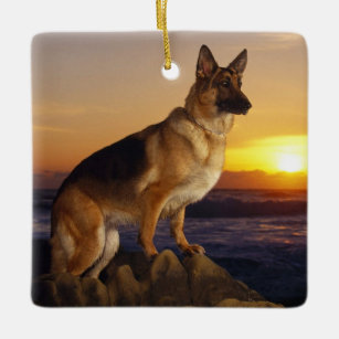 German shepherd dog ceramic ornament