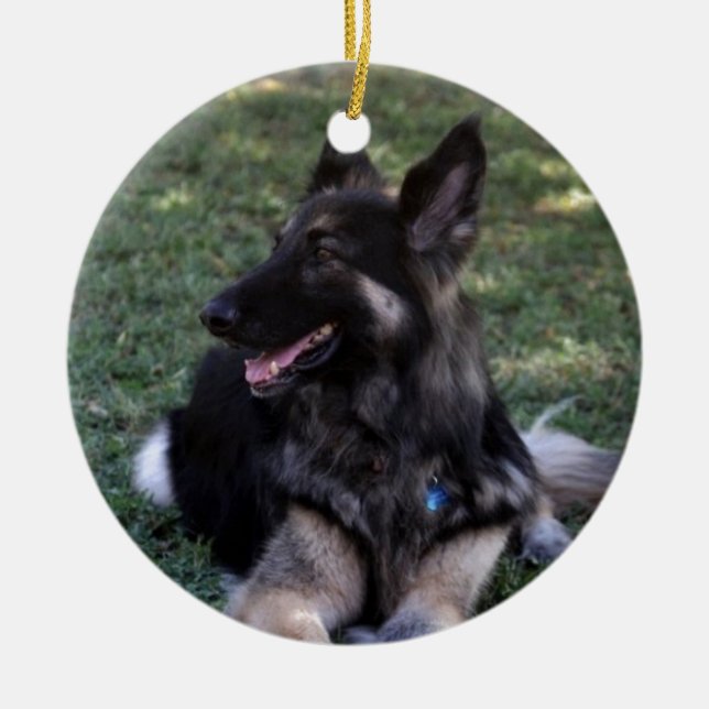 German Shepherd Dog Ceramic Tree Decoration (Front)