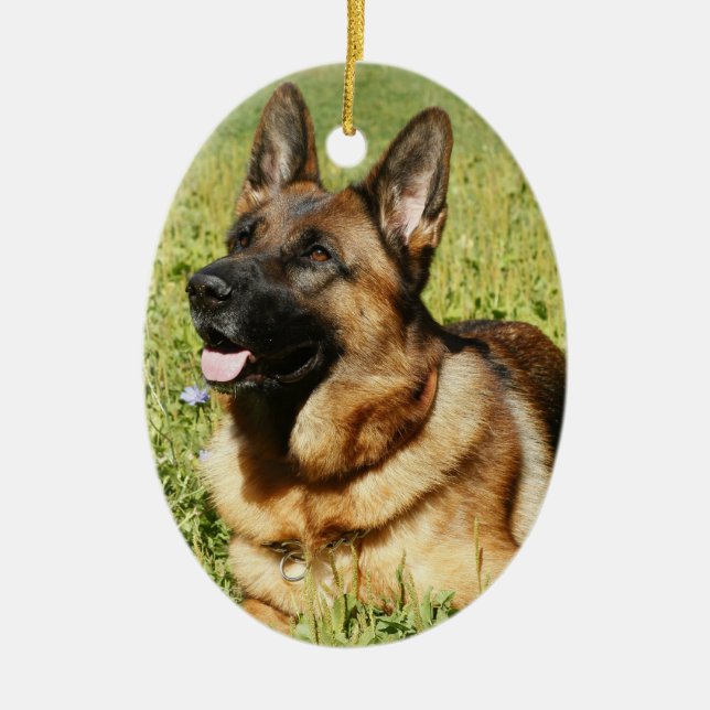 German Shepherd Dog Ceramic Tree Decoration (Front)