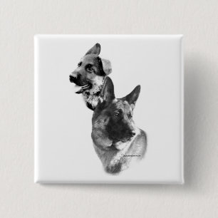 German Shepherd Dog Charcoal 2 15 Cm Square Badge