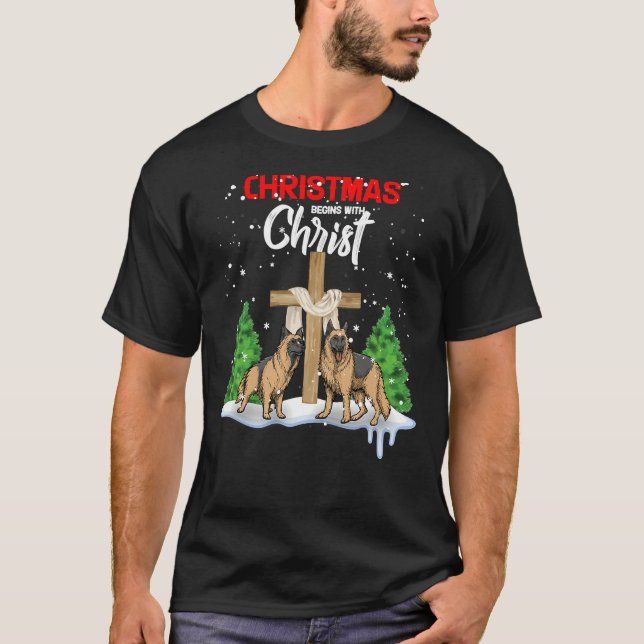 German Shepherd Dog Christmas Begins Active T-Shirt (Front)