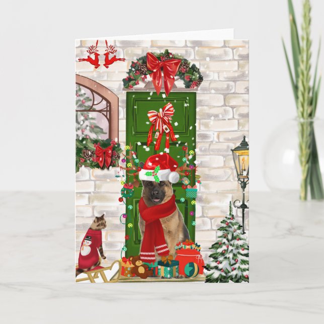 German Shepherd Dog Christmas Card (Front)