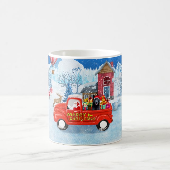 German Shepherd Dog Christmas Delivery Truck Snow Coffee Mug (Center)
