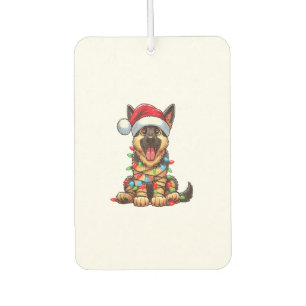 German Shepherd Dog Christmas Lights Santa Hat Xma Car Air Freshener