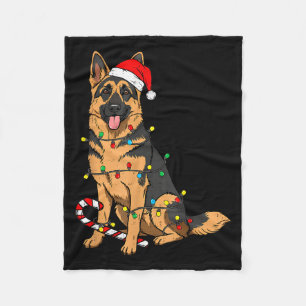 German Shepherd Dog Christmas Lights Xmas Pet Dog Fleece Blanket