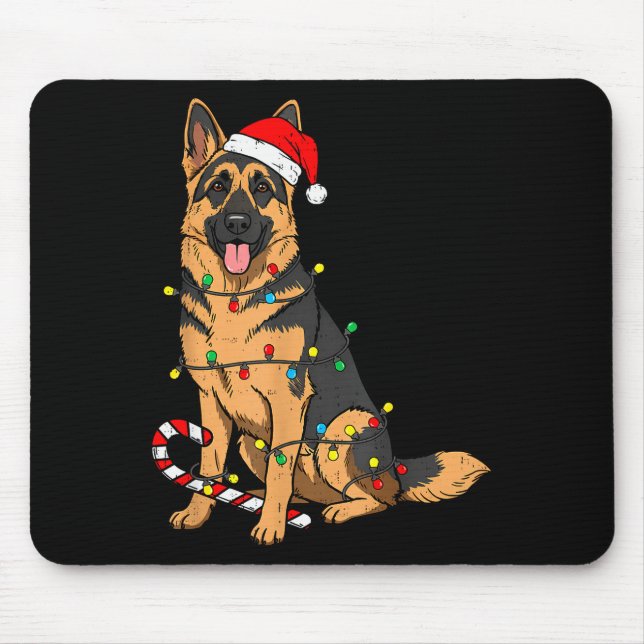 German Shepherd Dog Christmas Lights Xmas Pet Dog  Mouse Pad (Front)