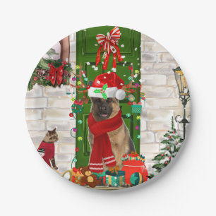 German Shepherd Dog Christmas Paper Plate