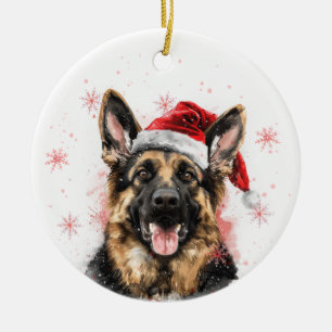 German Shepherd Dog Christmas Personalised Ceramic Tree Decoration