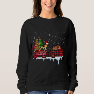 German Shepherd Dog Christmas Red Plaid Truck Xmas Sweatshirt