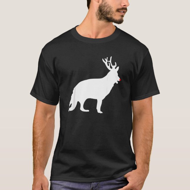 German Shepherd Dog Christmas Reindeer Antlers Xma T-Shirt (Front)