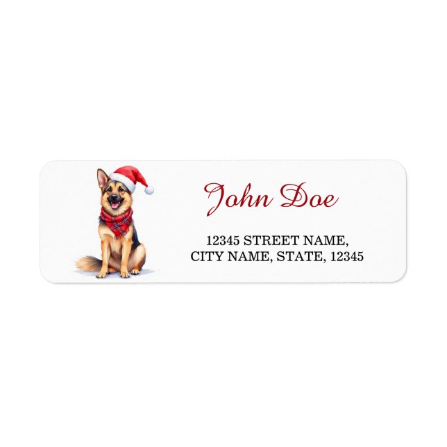 German Shepherd Dog Christmas Return Address Label (Front)