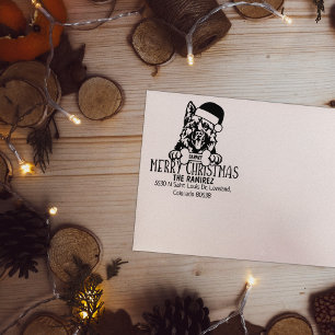 German Shepherd Dog Christmas Return Address  Rubber Stamp