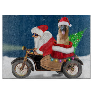 German Shepherd dog Christmas Santa Claus   Cutting Board