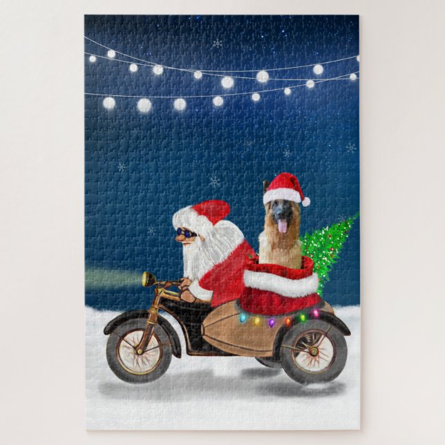 German Shepherd dog Christmas Santa Claus  Jigsaw Puzzle (Vertical)