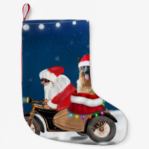 German Shepherd dog Christmas Santa Claus Small Christmas Stocking