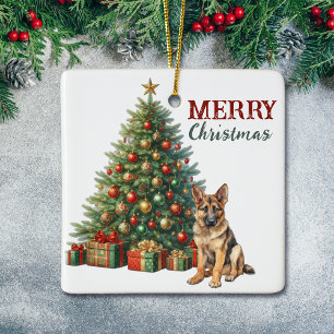 German Shepherd Dog Christmas Tree Ceramic Ornament