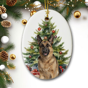 German Shepherd Dog Christmas Tree Ceramic Tree Decoration