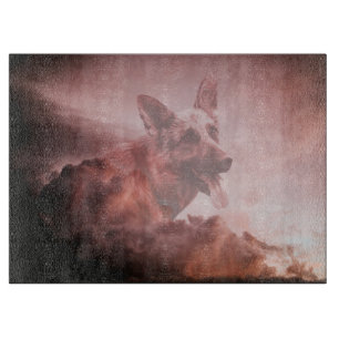 German Shepherd Dog Clouds Heaven Art Portrait GSD Cutting Board