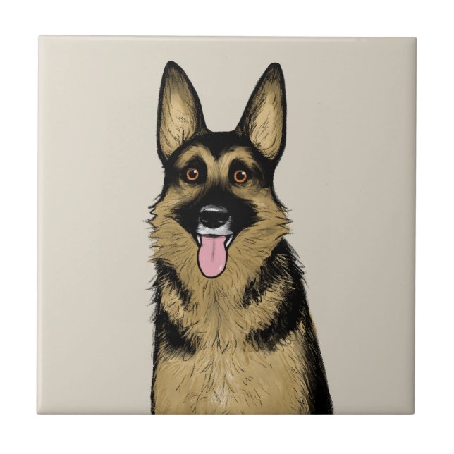 German Shepherd Dog | Cute Cartoon Pet Art Tile (Front)