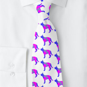 German Shepherd Dog Cute Pink Silhouette White Tie