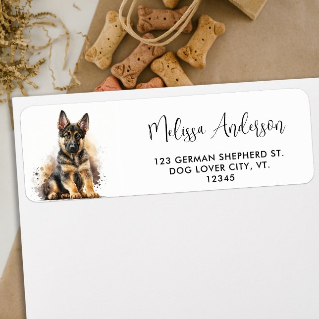 German Shepherd Dog Cute Puppy Return Address (Creator Uploaded)