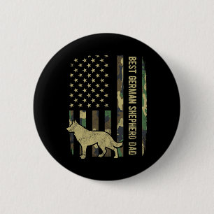 German Shepherd Dog Dad Camouflage American Flag  6 Cm Round Badge