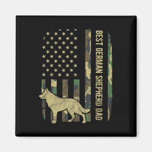 German Shepherd Dog Dad Camouflage American Flag Magnet
