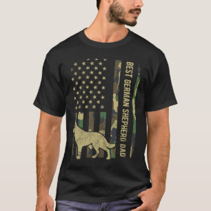 German Shepherd Dog Dad Camouflage American Flag T-Shirt