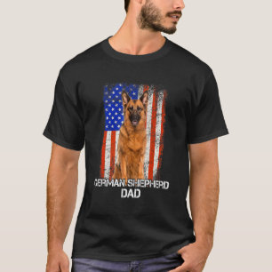 German Shepherd Dog Dad Father Day American Flag T-Shirt