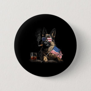 German Shepherd Dog Dad Patriotic Aamerican Flag 6 Cm Round Badge
