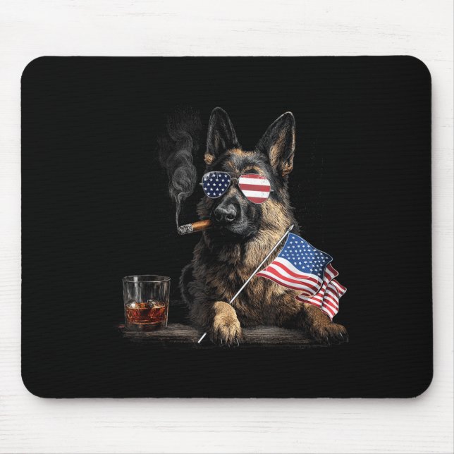 German Shepherd Dog Dad Patriotic Aamerican Flag Mouse Pad (Front)