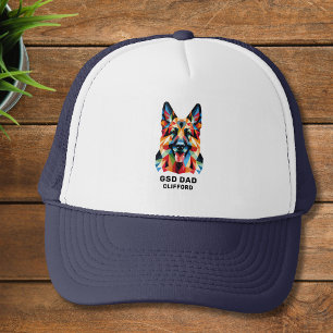 German Shepherd Dog Dad Personalised Low Poly Art Trucker Hat