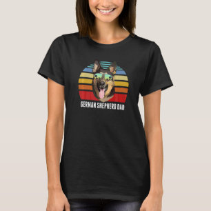 German Shepherd Dog Dad Vintage Retro Sunset Beach T-Shirt