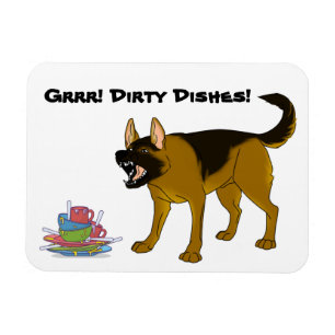 German Shepherd Dog Dirty Dishes Sign Magnet