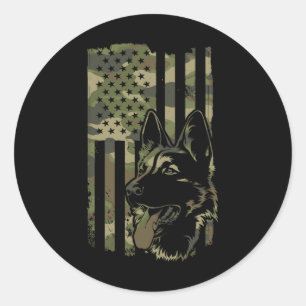 German Shepherd Dog - Dog Lover Shepherd Usa Flag Classic Round Sticker