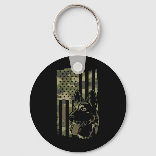 German Shepherd Dog - Dog Lover Shepherd Usa Flag  Key Ring (Front)