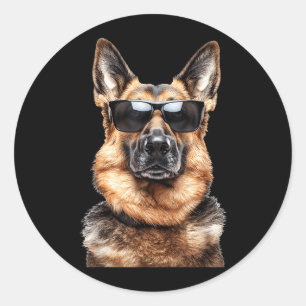 German Shepherd Dog Doggy Wearing Sungles Funny Classic Round Sticker