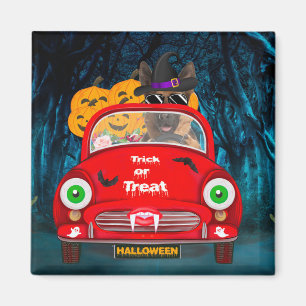 German Shepherd Dog Driving Car Scary Halloween Magnet