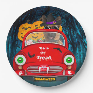 German Shepherd Dog Driving Car Scary Halloween  Paper Plate