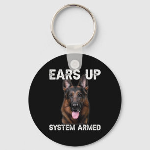 German Shepherd Dog Ears Up System Armed T Shirt  Key Ring