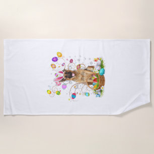 German Shepherd Dog Easter Egg Hunting Basket East Beach Towel