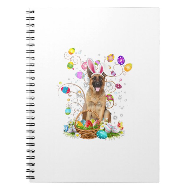 German Shepherd Dog Easter Egg Hunting Basket East Notebook (Front)