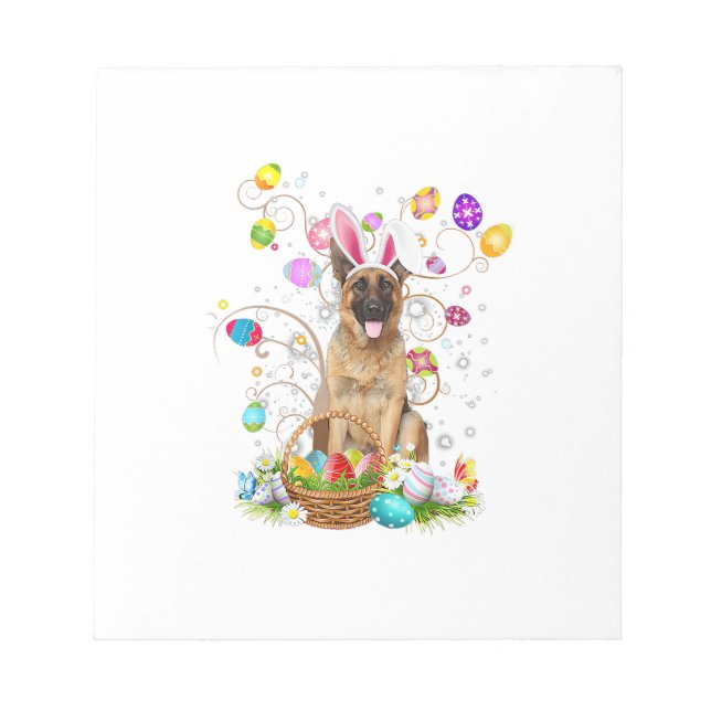 German Shepherd Dog Easter Egg Hunting Basket East Notepad (Front)
