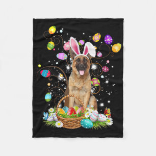 German Shepherd Dog Easter Egg Hunting Bysket East Fleece Blanket