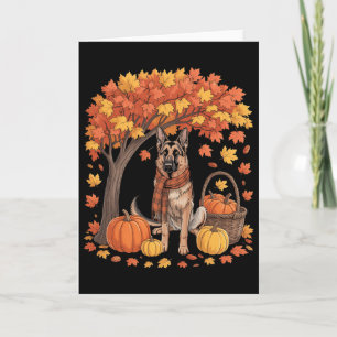 German Shepherd Dog Fall Scarf Pumpkin Autumn Than Card